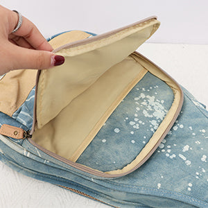 26" Tenor Splash Paint Denim Custom Fit Stylish Ukulele Gig Bag Backpack (LIGHT BLUE)