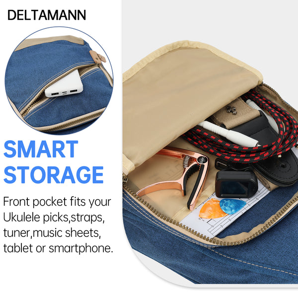 21" Soprano Custom Fit Stylish Polyester Ukulele Gig Bag (BLUE)