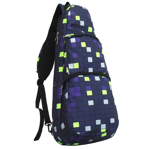 24” Concert Pattern Print Ukulele Sling Gig Bag (DARK PURPLE/YELLOW SQUARES)