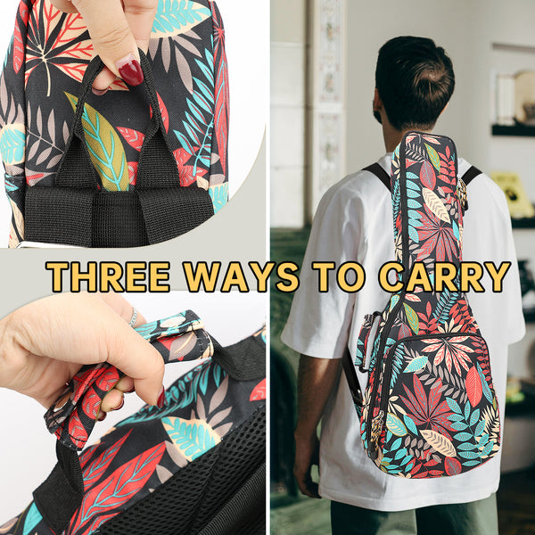 26" Tenor Summer Tropical Leaves Print Ukulele Sling Gig Bag Sling Bag (RED MULTI COLORS)