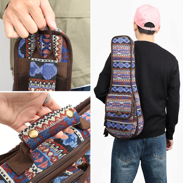 23" Concert Bohemia Pattern Tribal Fabric Ukulele Gig Bag (GREEN MULTI COLORS)