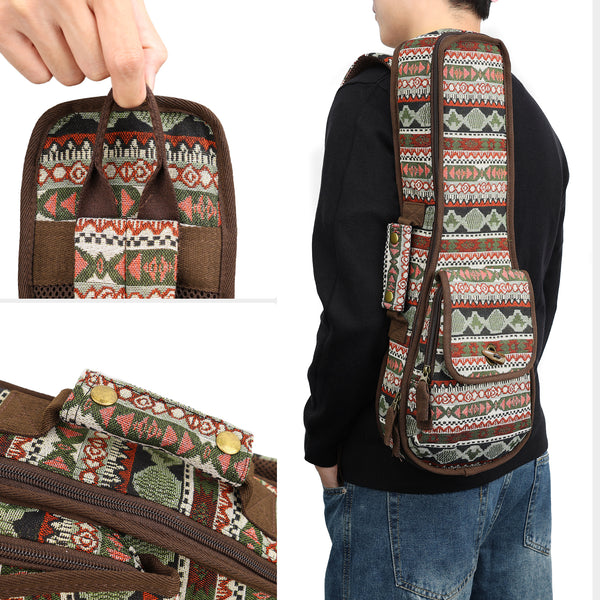 21" Soprano Bohemia Pattern Tribal Fabric Ukulele Gig Bag (GREEN MULTI COLORS)