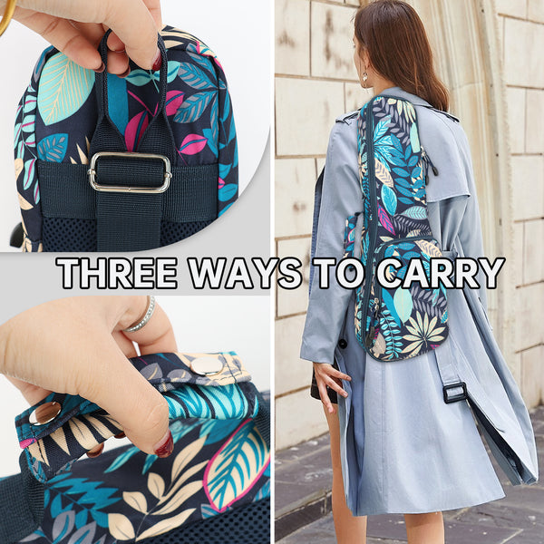 21" Soprano Summer Tropical Leaves Print Ukulele Sling Gig Bag Sling Bag (BLUE MULTI COLORS)