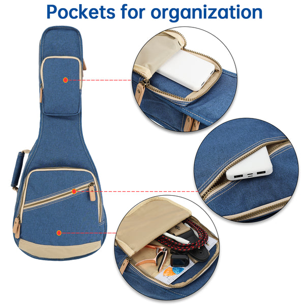 21" Soprano Custom Fit Stylish Polyester Ukulele Gig Bag (BLUE)