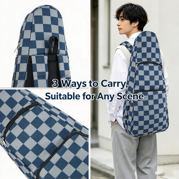24” Concert Pattern Print Ukulele Sling Gig Bag (GRAY CHECKER)