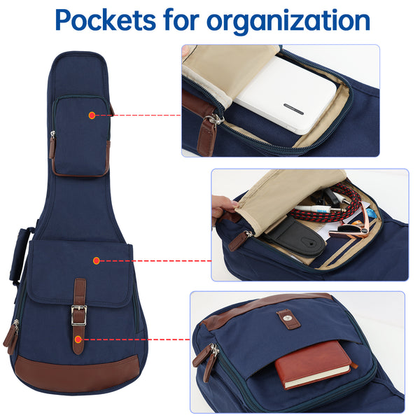 23" Concert Custom Fit 900D Polyester Ukulele Gig Bag (NAVY)