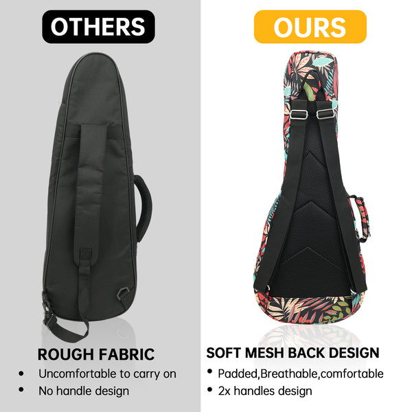 26" Tenor Summer Tropical Leaves Print Ukulele Sling Gig Bag Sling Bag (RED MULTI COLORS)