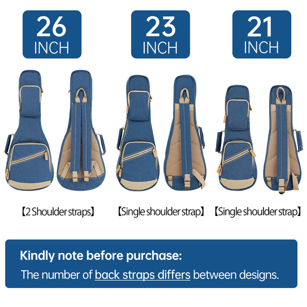 21" Soprano Custom Fit Stylish Polyester Ukulele Gig Bag (BLACK)