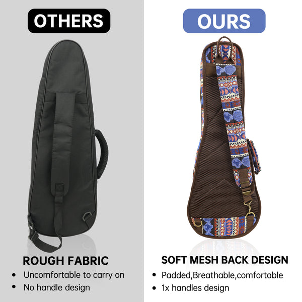 23" Concert Bohemia Pattern Tribal Fabric Ukulele Gig Bag (GREEN MULTI COLORS)