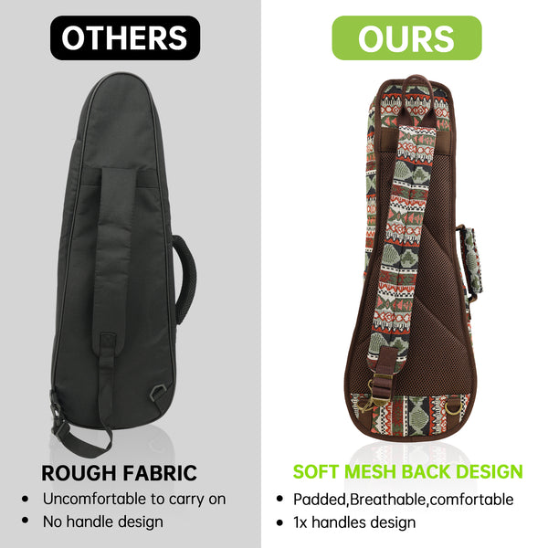 21" Soprano Bohemia Pattern Tribal Fabric Ukulele Gig Bag (GREEN MULTI COLORS)