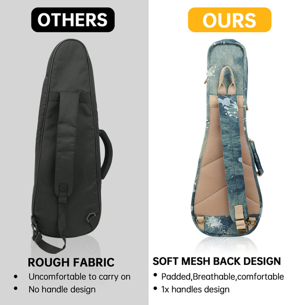 23" Concert Splash Paint Denim Custom Fit Stylish Ukulele Gig Bag (NAVY)