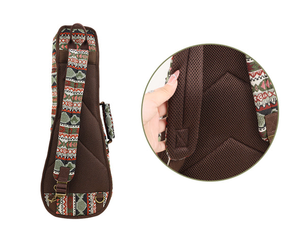 23" Concert Bohemia Pattern Tribal Fabric Ukulele Gig Bag (GREEN MULTI COLORS)
