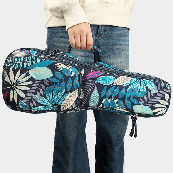 21" Soprano Summer Tropical Leaves Print Ukulele Sling Gig Bag Sling Bag (BLUE MULTI COLORS)
