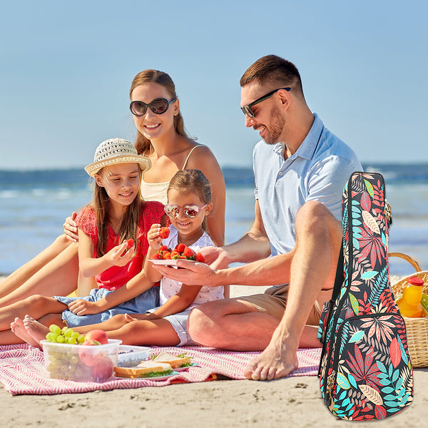 21" Soprano Summer Tropical Leaves Print Ukulele Sling Gig Bag Sling Bag (RED MULTI COLORS)
