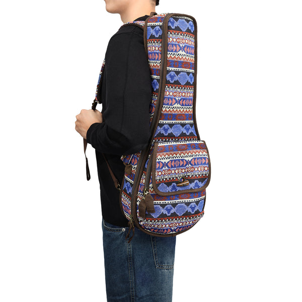 23" Concert Bohemia Pattern Tribal Fabric Ukulele Gig Bag (BLUE MULTI COLORS)