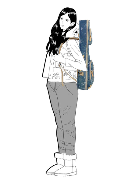 26" Tenor Splash Paint Denim Custom Fit Stylish Ukulele Gig Bag Backpack (NAVY)