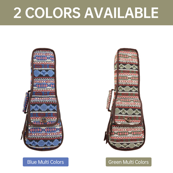 21" Soprano Bohemia Pattern Tribal Fabric Ukulele Gig Bag (BLUE MULTI COLORS)