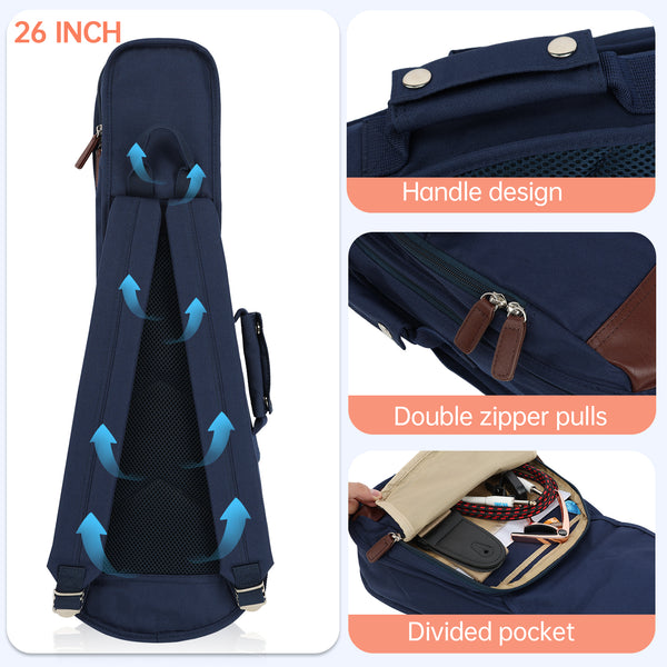 23" Concert Custom Fit 900D Polyester Ukulele Gig Bag (NAVY)