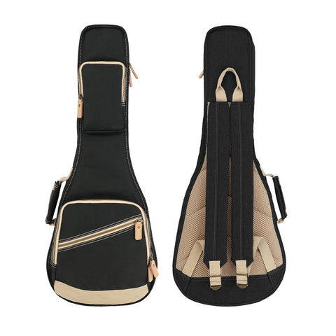 26" Tenor Custom Fit Stylish Polyester Ukulele Gig Bag Backpack (BLACK)