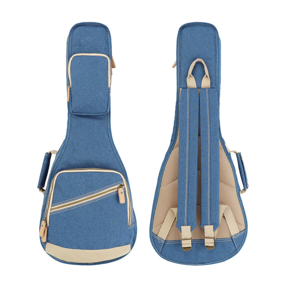 26" Tenor Custom Fit Stylish Polyester Ukulele Gig Bag Backpack (BLUE)