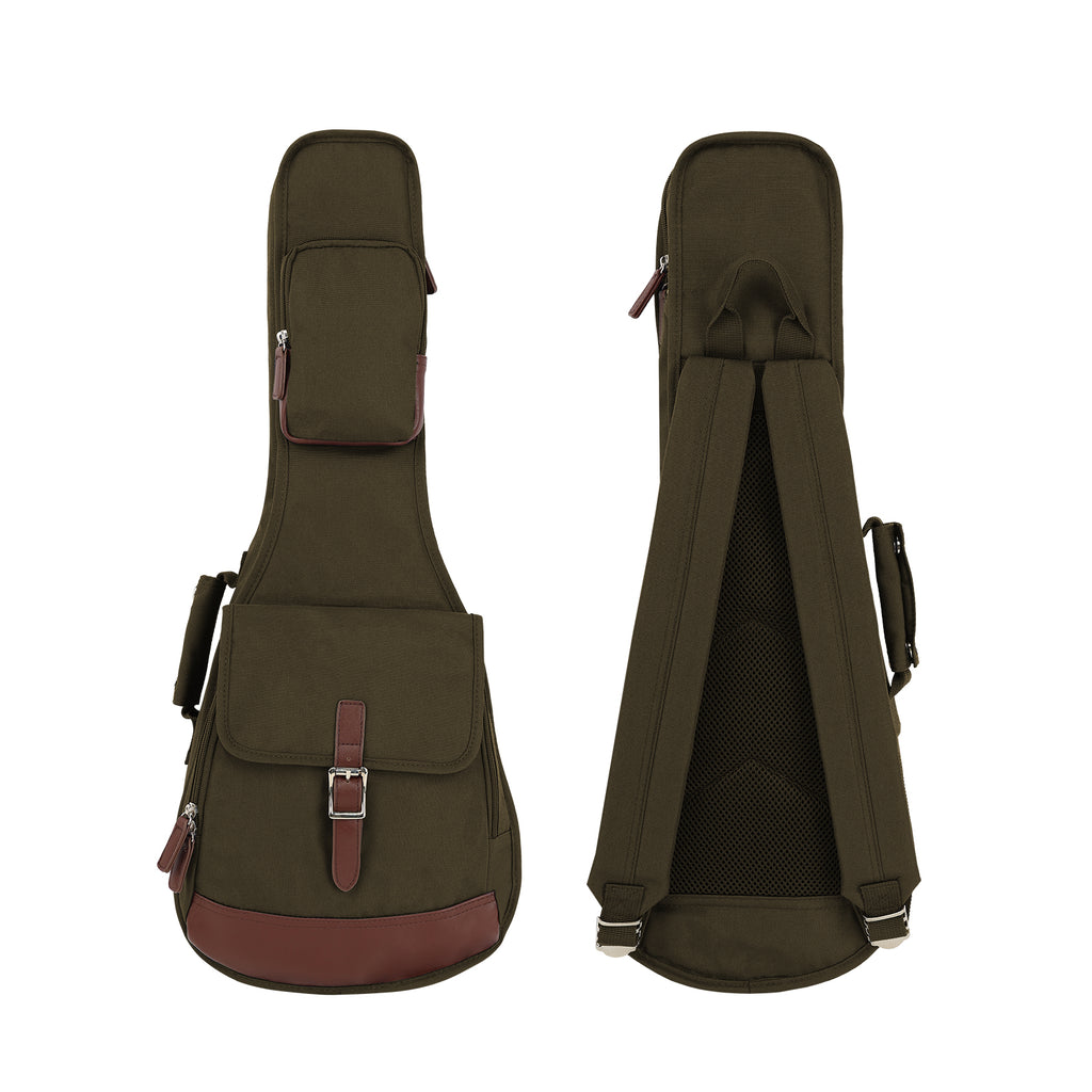 26" Tenor Custom Fit 900D Polyester Ukulele Gig Bag Backpack (OLIVE GREEN)
