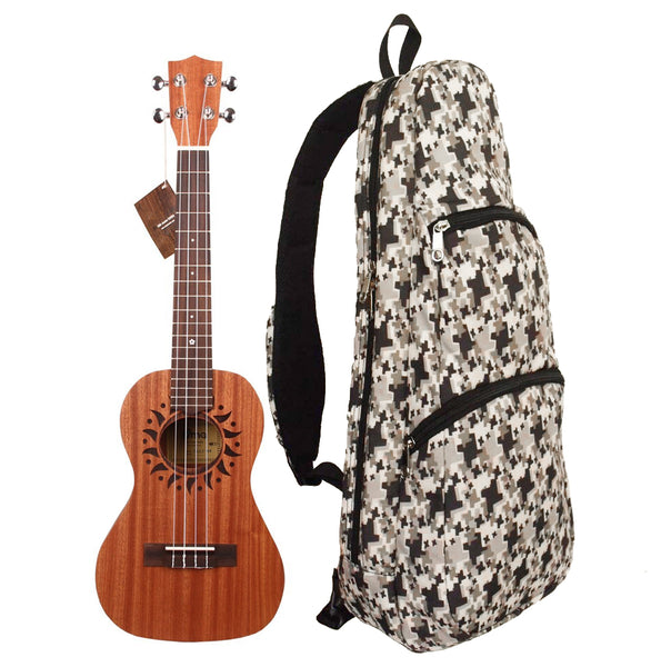 21” Soprano Pattern Print Ukulele Sling Gig Bag (BEIGE/ BROWN STARS)