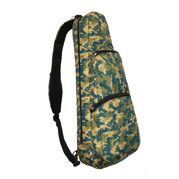 24” Concert Pattern Print Ukulele Sling Gig Bag (LIGHT YELLOW DARK GREEN CAMOUFLAGE)