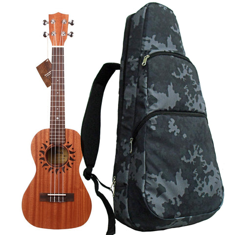 26" Tenor Pattern Print Ukulele Gig Bag Backpack (CAMOUFLAGE DARK GRAY)