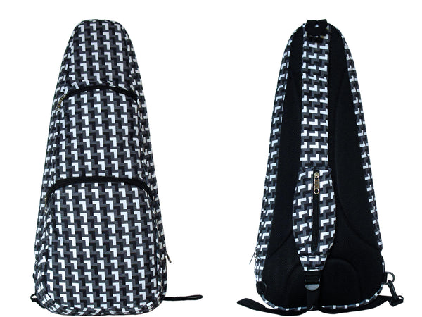 24" Concert Pattern Print Ukulele Sling Gig Bag (DARK GRAY/ LIGHT BLUE PATTERN)