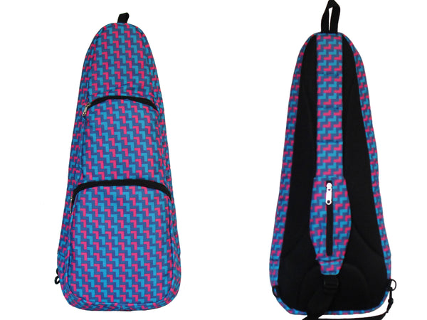 24" Concert Pattern Print Ukulele Sling Gig Bag (DARK GRAY/ LIGHT BLUE PATTERN)