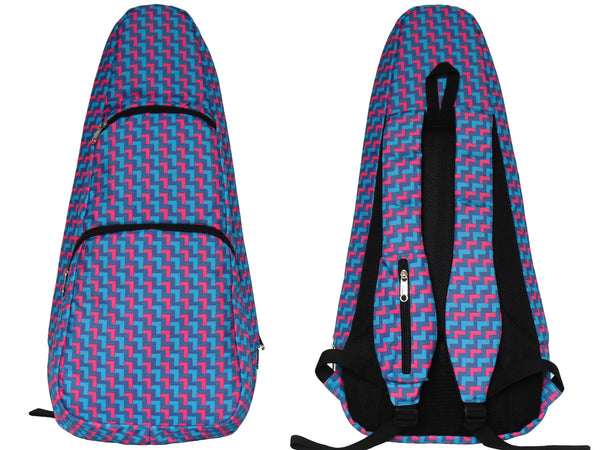 24" Concert Pattern Print Ukulele Sling Gig Bag (BLACK/ RED PATTERN)
