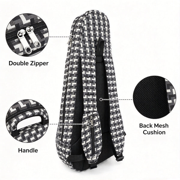 21" Soprano Pattern Print Ukulele Sling Gig Bag (BLACK/ RED L PATTERN)