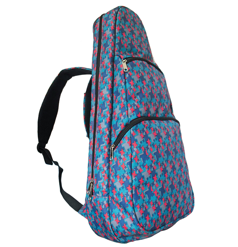 26" Tenor Pattern Print Ukulele Gig Bag Backpack (BLUE / RED STARS)