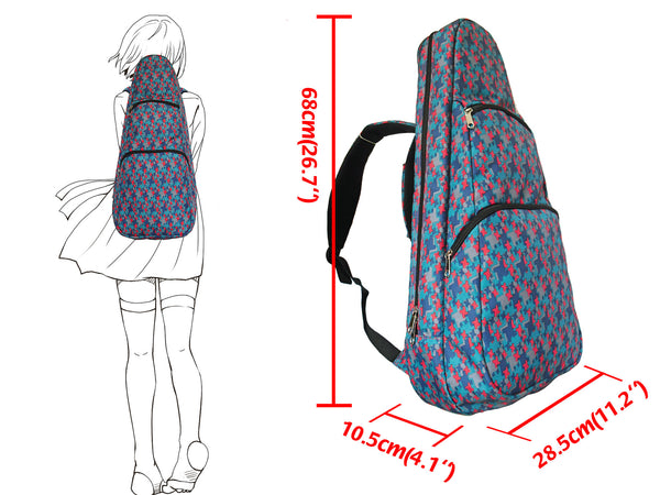 26" Tenor Pattern Print Ukulele Gig Bag Backpack (BLUE / RED STARS)
