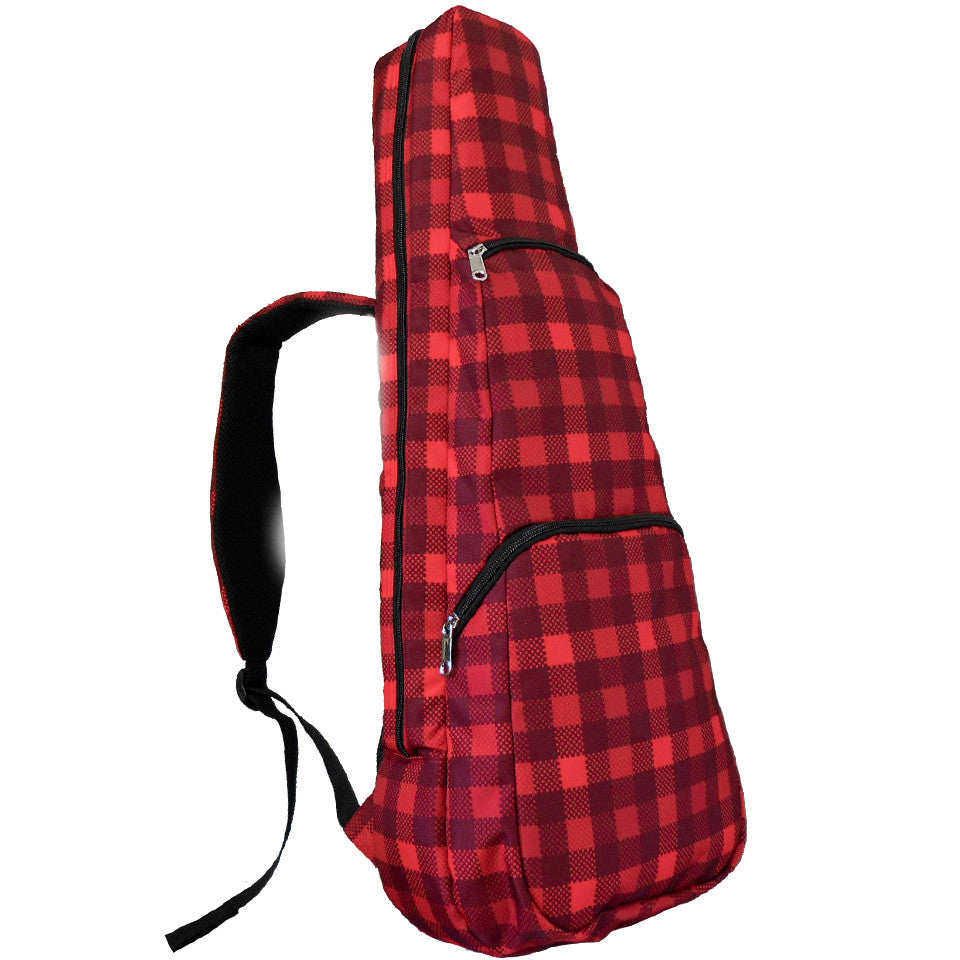 30" Baritone Pattern Print Ukulele Gig Bag Backpack (RED CHECKER)