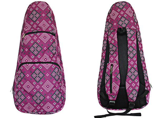 26" Tenor Pattern Print Ukulele Gig Bag Backpack (BURGUNDY / WHITE SHAPES )