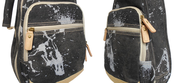 23" Concert Splash Paint Denim Custom Fit Stylish Ukulele Gig Bag (BLACK)