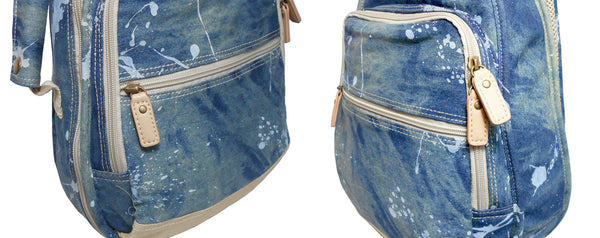 26" Tenor Splash Paint Denim Custom Fit Stylish Ukulele Gig Bag Backpack (NAVY)