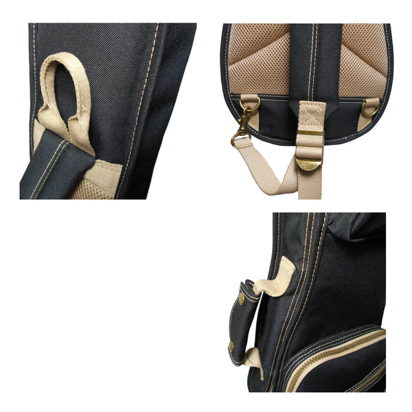 26" Tenor Custom Fit Stylish Polyester Ukulele Gig Bag Backpack (BLACK)
