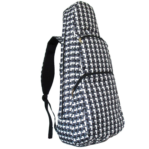 26" Tenor Pattern Print Ukulele Gig Bag Backpack (BLACK/ WHITE L PATTERN)