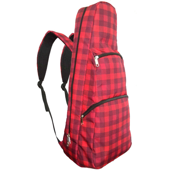 26" Tenor Pattern Print Ukulele Gig Bag Backpack (RED CHECKER)