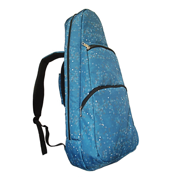 26" Tenor Pattern Print Ukulele Gig Bag Backpack (BLUE / COLORFUL CIRCLES)