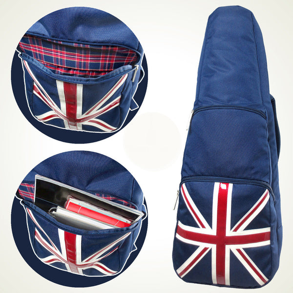 Union Jack UK Flag 30" Baritone Gig Bag Sling Backpack (NAVY)