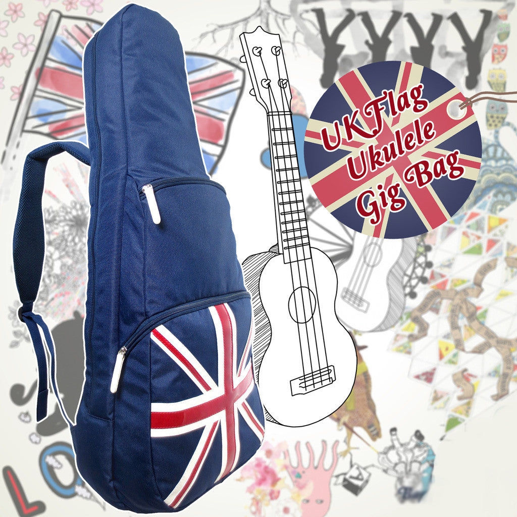 Union Jack UK Flag 30" Baritone Gig Bag Sling Backpack (NAVY)