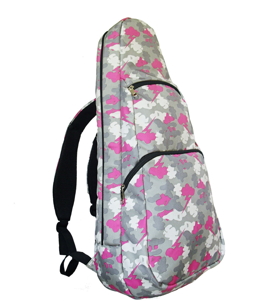26" Tenor Pattern Print Ukulele Gig Bag Backpack (GRAY / PINK CLOUDS )