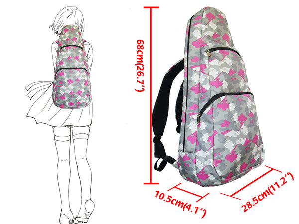 26" Tenor Pattern Print Ukulele Gig Bag Backpack (GRAY / PINK CLOUDS )
