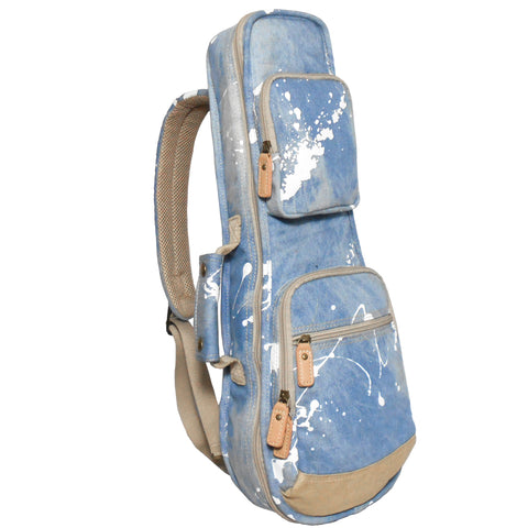 21" Soprano Splash Paint Denim Custom Fit Stylish Ukulele Gig Bag (LIGHT BLUE)