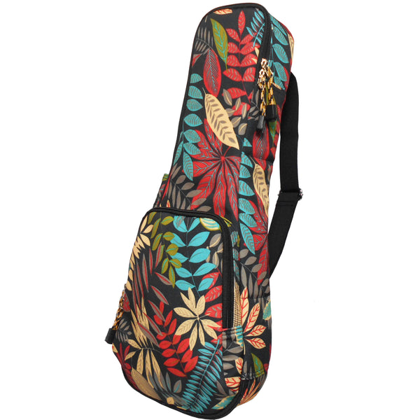 21" Soprano Summer Tropical Leaves Print Ukulele Sling Gig Bag Sling Bag (RED MULTI COLORS)