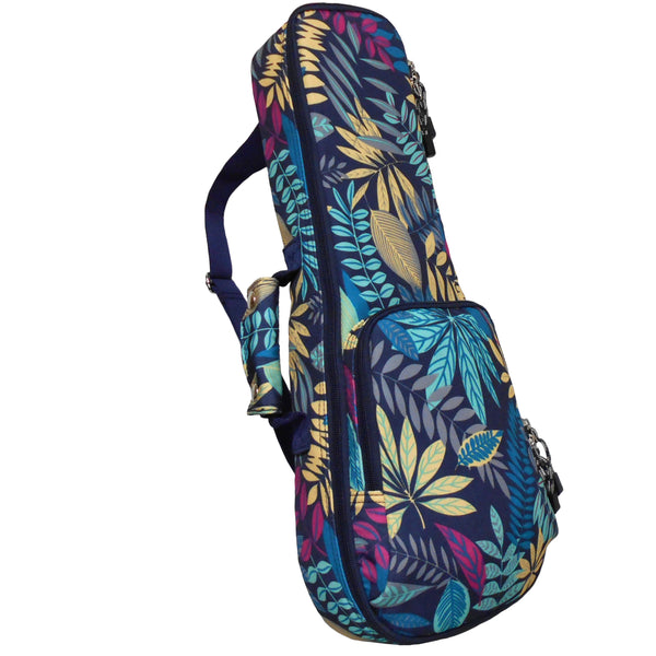 21" Soprano Summer Tropical Leaves Print Ukulele Sling Gig Bag Sling Bag (BLUE MULTI COLORS)