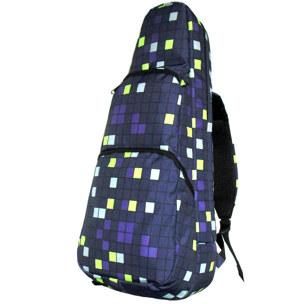 26" Tenor Pattern Print Ukulele Gig Bag Backpack (BLUE / YELLOW SQUARES)